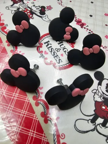 Kit com 5 Puxadores Minnie para Gavetas - Delicadeza e Charme Disney