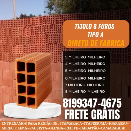Tijolo tipo A, entregamos frete grátis
