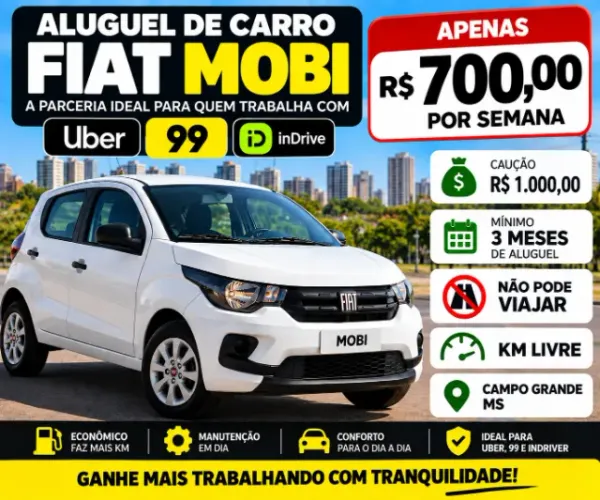 FIAT MOBI 2024 PARA ALUGUEL - UBER 99 INDRIVE