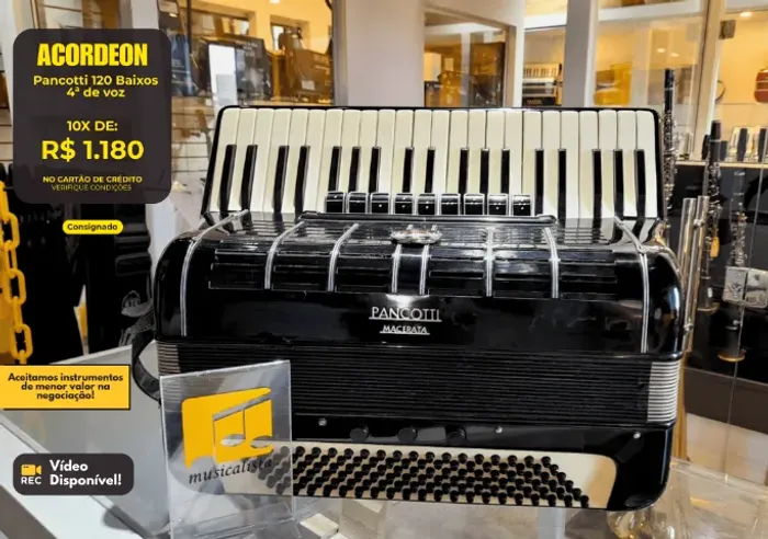 Acordeon 120 Baixos 4ª de Voz Pancotti - Modelo Alfa Itália