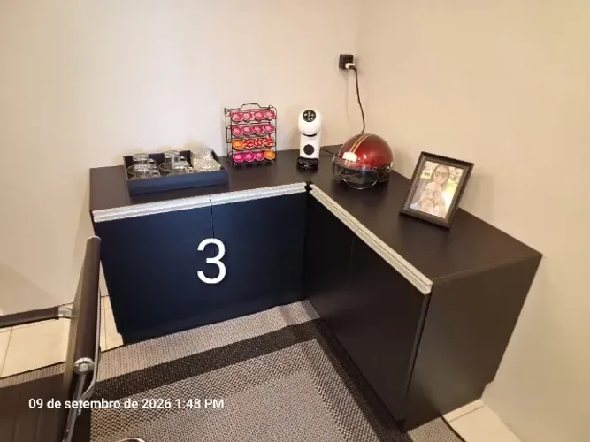 Balcão em L preto para escritório em MDF 18mm