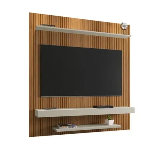 Painel Leme Cinamomo Efeito 3D Ripado.Off White Bechara Moveis - Entrega Rápida!