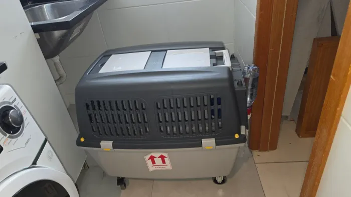 Vendo caixa de transporte rígida ou kennel p cachorro médio, usada apenas uma vez!