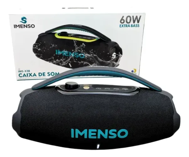 Caixa De Som Bluetooth Portátil Imenso X38 60w Extra Bass