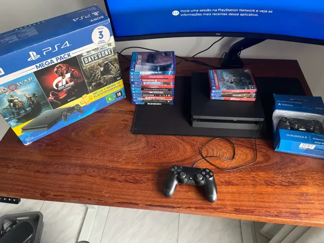     PlayStation 4 Slim 1TB Completo Bundle + 10 Jogos e Controle Extra