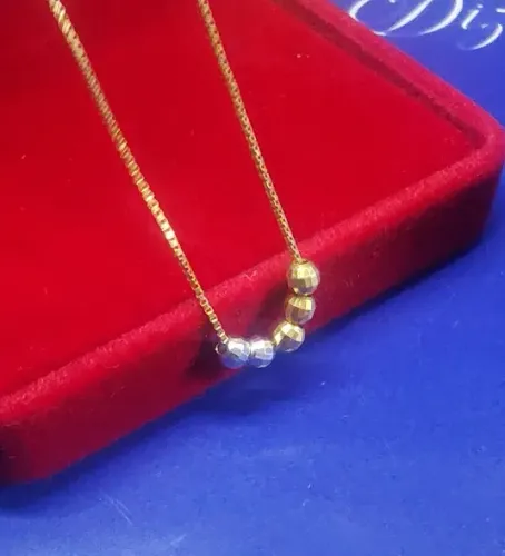 Pulseira Feminina Bolinha 2 mm Fio 0.50 mm  Ouro 18 Kilates Peso  1.21Gramas 21 Cm        
