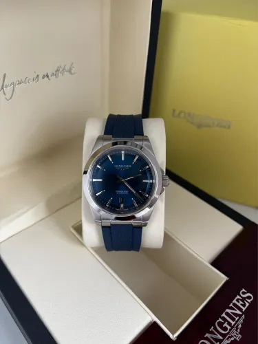 Relógio Longines Azul - Pulseira de Borracha - Automatico - 41mm
