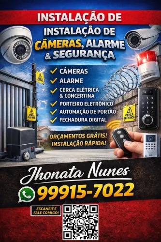 Instalação cerca elétrica, câmeras, alarme, motor?