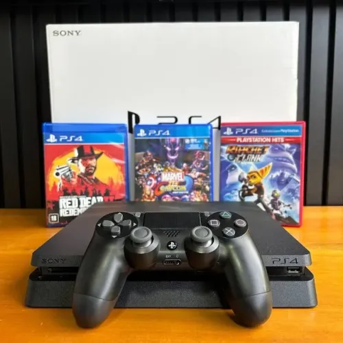 PS4 Slim 1TB Seminovo Com Garantia Controle Original e Jogo
