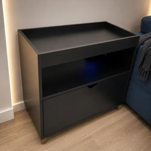 Aparador com porta basculante preto 76cm x 37cm