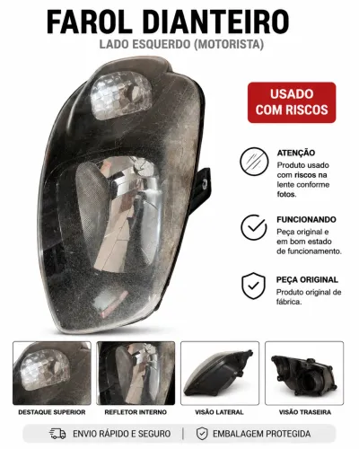 FAROL DIANTEIRO UNO WAY 2014 LADO ESQUERDO (MOTORISTA) - ORIGINAL USADO