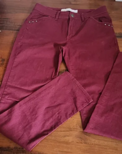 CALÇA FEMININA SCENSE VINHO TAM 40 - SARJA COM STRASS - 9/10