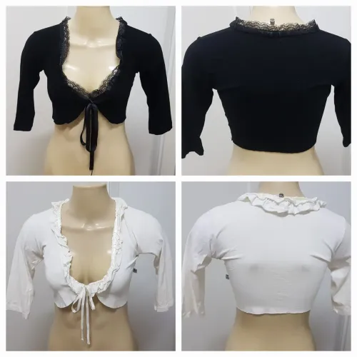 2 casaquinhos em viscolycra preto + outro branco, cropped M