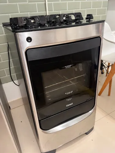 Vendo Fogão Consul 4 Bocas NOVO Inox, Mesa de Vidro e Grades de Ferro Fundido