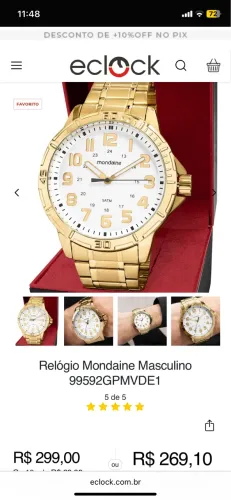 Relogio mondaine com banho a ouro 18k