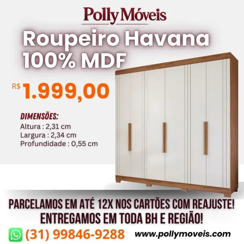 Guarda Roupa Havana MDF! Pronta Entrega!