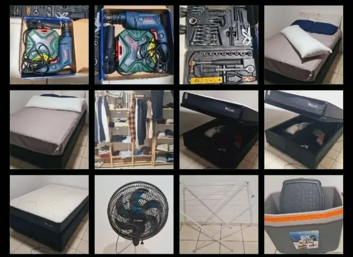 Cama box baú casal e outras coisas barato