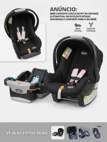 Bebê Conforto Chicco KeyFit 30 com Base de Instalação para Carro - Excelente Estado