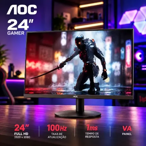 Monitor Gamer AOC 23,8" Full HD 100Hz 1ms VA HDMI VGA 24B30HM2