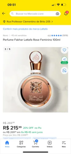 Perfume Lattafa Fakhar Rose Gold Feminino 100ml Original