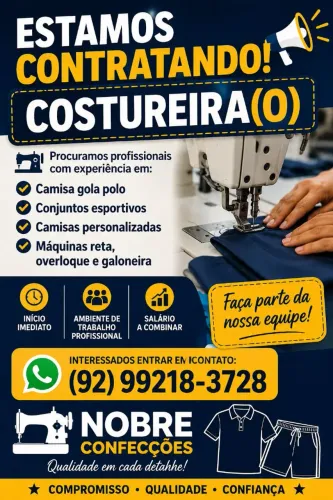Vaga de trabalho de costureira