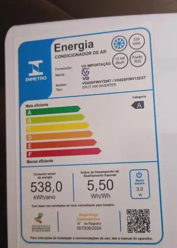 Ar condicionado VG 12 mil bts