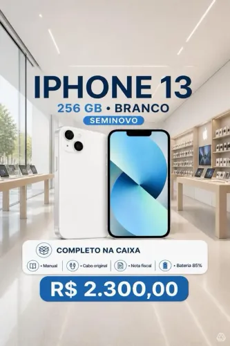 IPhone 13 256Gb Branco Completo Na Caixa Todo Original De Fábrica 