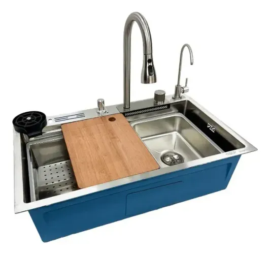 Cuba Gourmet 75x45 Aço Inox 304 Yesop com Cascata, Torneira e Lava Copos (10)