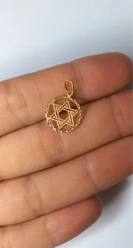 Pingente Estrela de Davi novo de ouro 18k