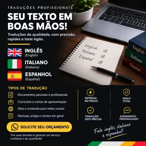 Traduções em Inglês, Italiano e Espanhol