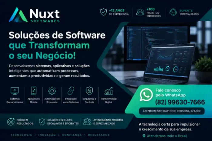 DESENVOLVIMENTO DE SISTEMAS, APLICATIVOS E AUTOMAÇÃO PARA EMPRESAS | NUXT SOFTWARES