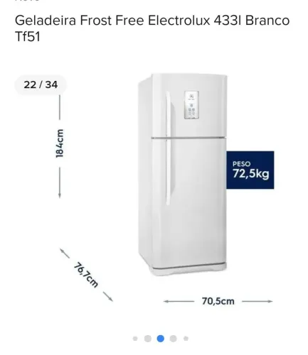 Geladeira seminova frost free Electrolux 433l Branco TF51