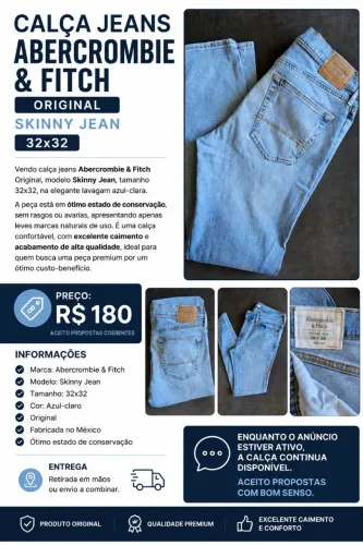 Calça Jeans Abercrombie & Fitch Original - Skinny 32x32