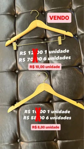 Cabide com presilha e sem presilha