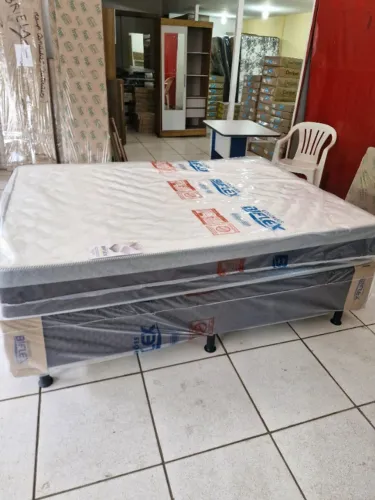 Cama box casal 138X1.88 colchão biflex 