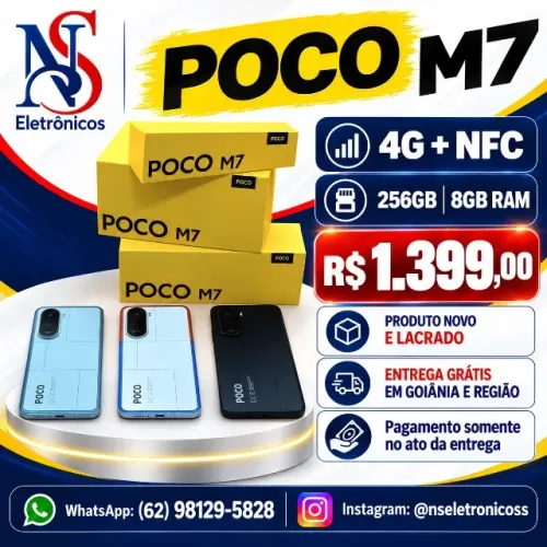 Celular Poco M7 4G NFC 256/08 Azul Prata Preto Lacrado Entregamos Gratis