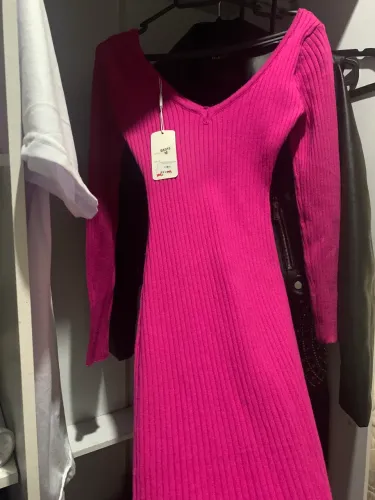 VESTIDO DE INVERNO ROSA-TAM M