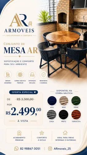 Mesa com 4 cadeiras na promoção