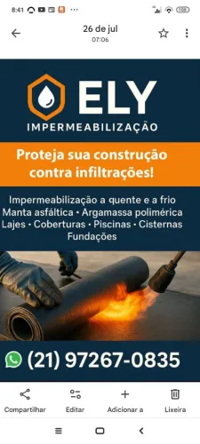 Não sofra mais com infiltrações e vazamentos!! Ely Impermeabilização tem a solução.