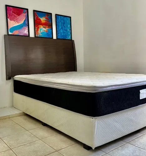 CAMA BOX CASAL COM CABECEIRA + COLCHÃO DE MOLAS ENSACADAS