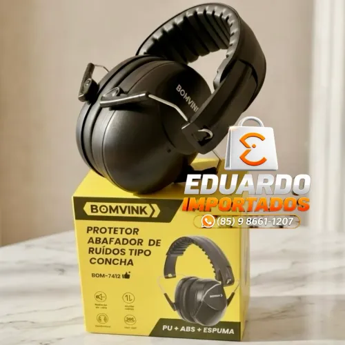 Protetor, Abafador de Ruídos PU COURO + ABS + ESPUMA (360 Ajustável Tipo Concha)
