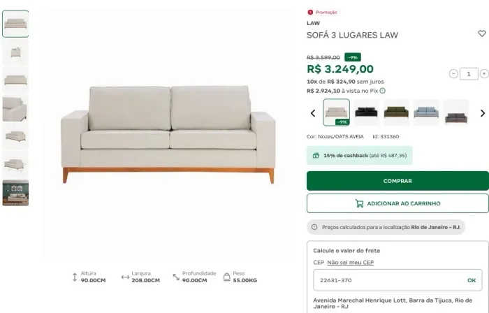 Sofá Tokstok luxo