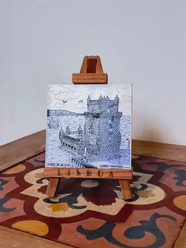 quadrinho decorativo torre de belém lisboa souvenir miniatura decoração enfeite coleção 