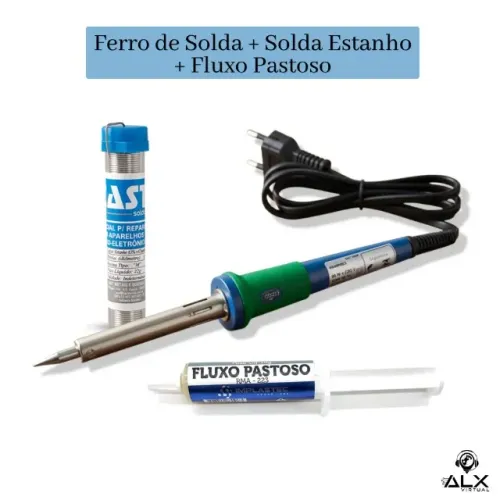 Ferro de Solda 40w + Solda Estanho + Fluxo Pastoso *ENTREGA GRÁTIS*
