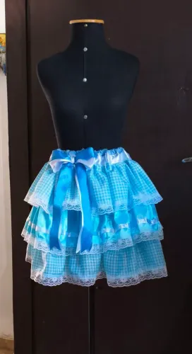 Saia junina azul bebê 