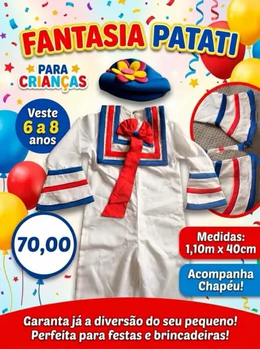 Fantasia infantil Palhaço Patati Patata