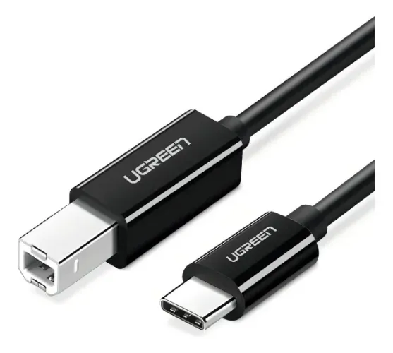 Cabo Impressora Ugreen USB-C 2.0 - USB-B 2.0 US241 - Preto