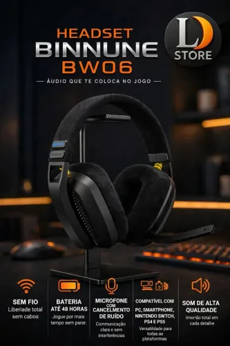 Headset Gamer sem fio para PS4/PS5/Pc/Nitendo Swith e celular