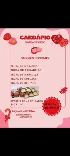 Trabalho com revenda de Bombom caseiro