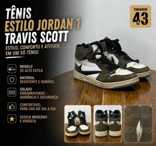 ? Tênis estilo Jordan 1 Travis Scott - TAMANHO 43 ?
